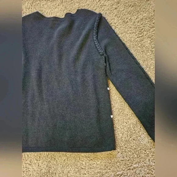 Trouve Plaid /Grid Pattern Black & White Sweater w/ Braided, Size Small - Picture 6 of 8
